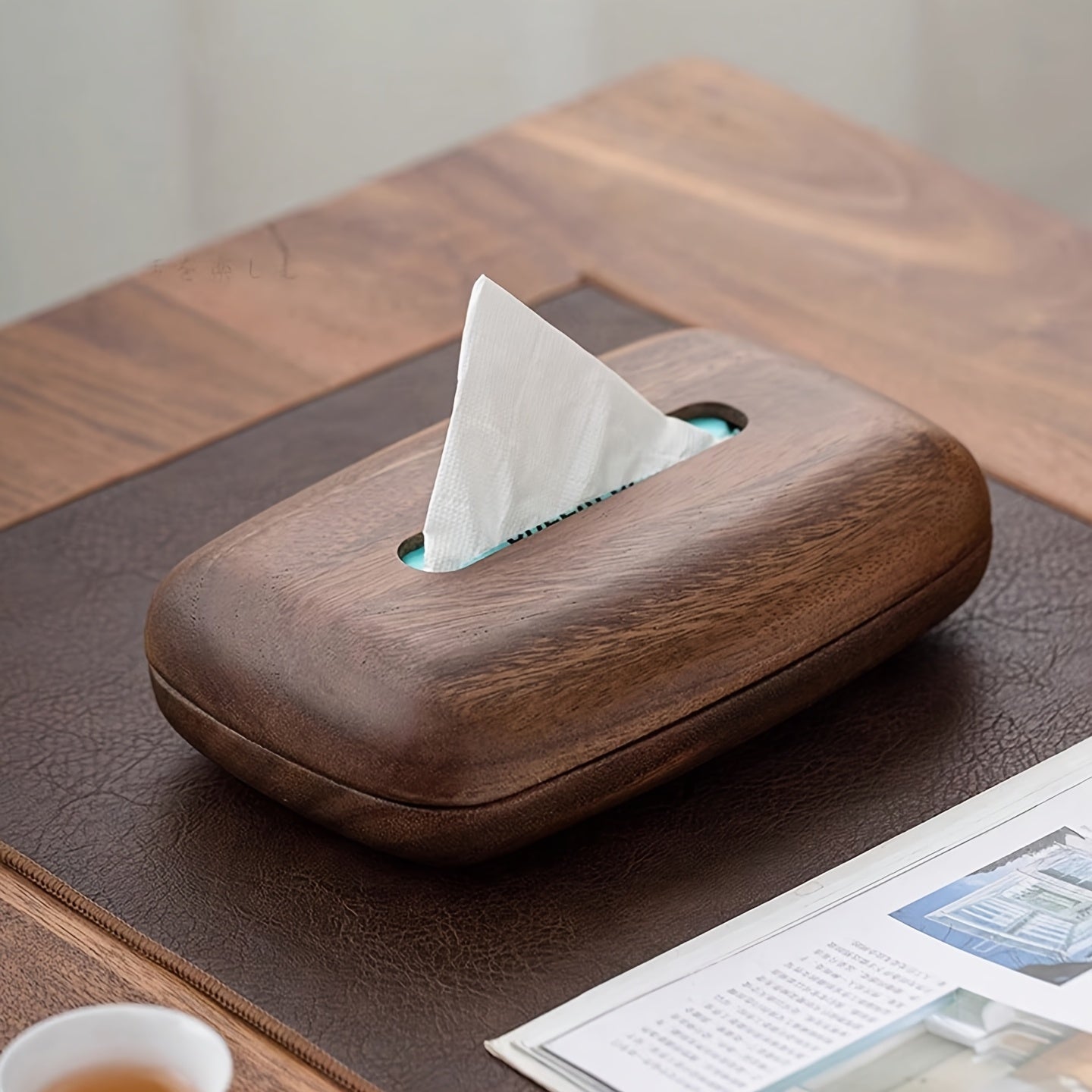 Wood Tissue Box Holder Rectangular Minimalist Desktop Storage Case