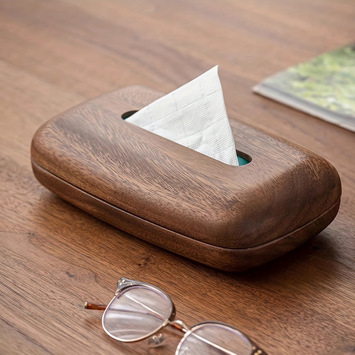 Wood Tissue Box Holder Rectangular Minimalist Desktop Storage Case