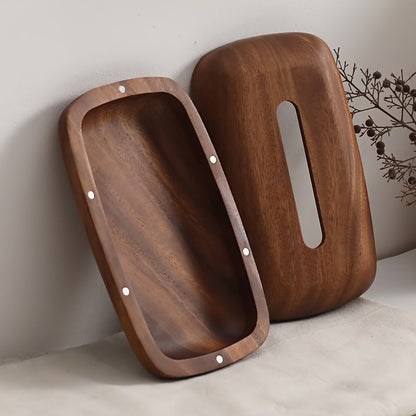 Wood Tissue Box Holder Rectangular Minimalist Desktop Storage Case