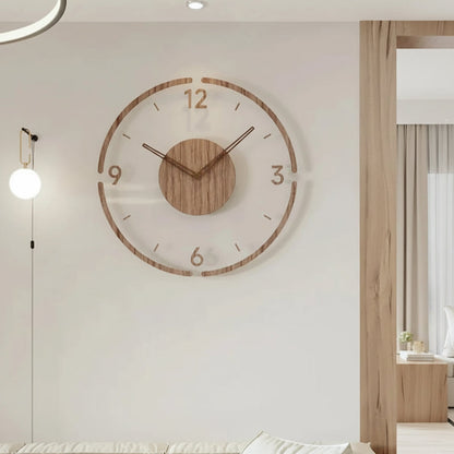 Wooden Analog Wall Clock Silent Quartz Decorative Home Accent