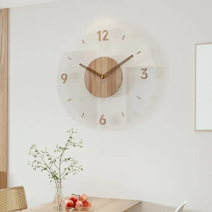 Wooden Analog Wall Clock Silent Quartz Decorative Home Accent