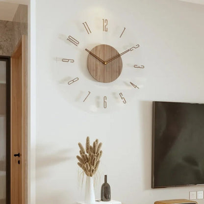 Wooden Analog Wall Clock Silent Quartz Decorative Home Accent