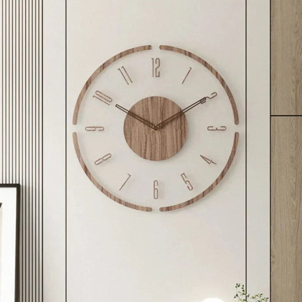 Wooden Analog Wall Clock Silent Quartz Decorative Home Accent