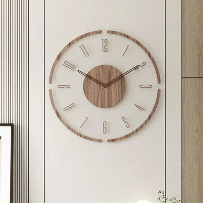 Wooden Analog Wall Clock Silent Quartz Decorative Home Accent