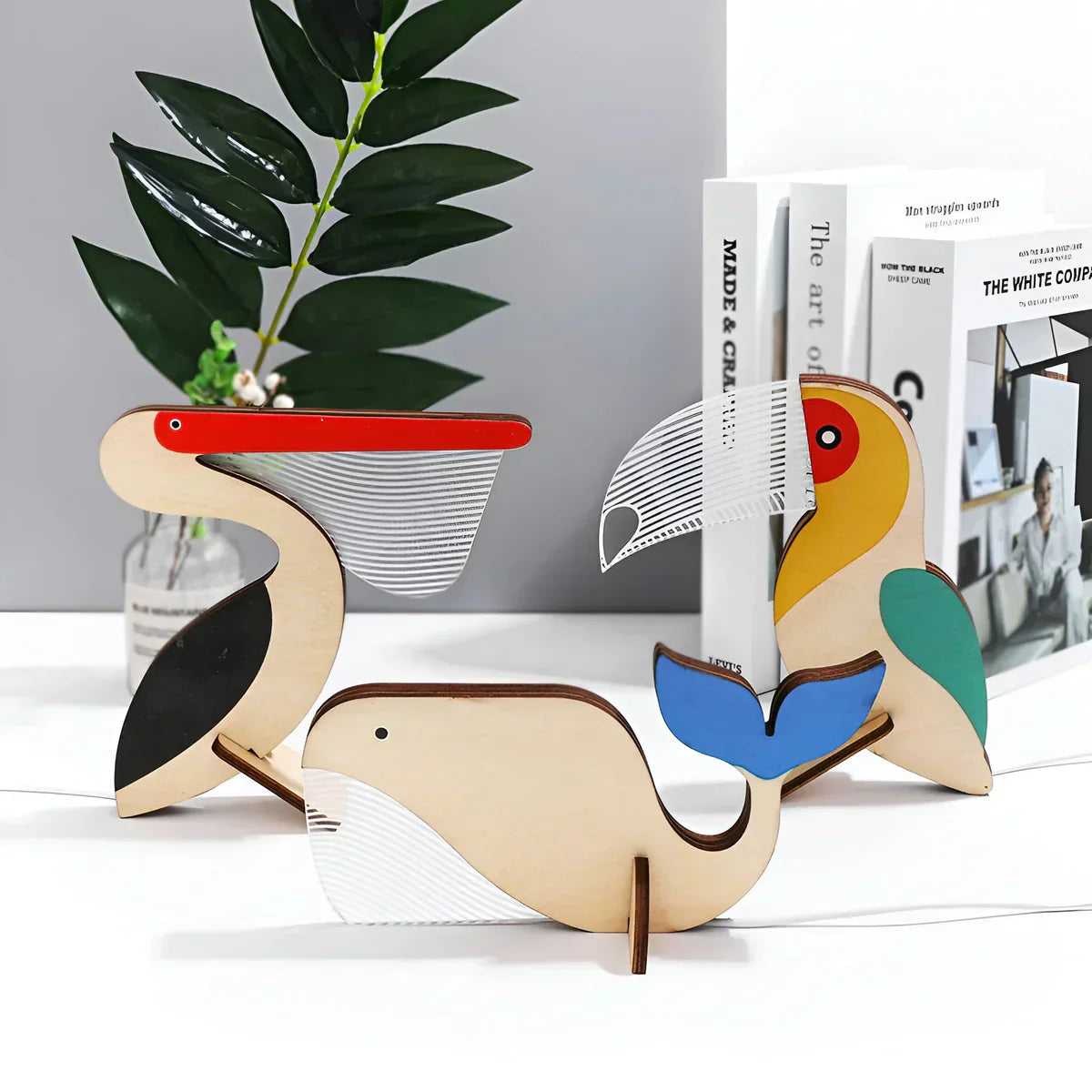Wooden Animal LED Table Lamp Acrylic USB Night Light Kids Bedroom Decorative Desk Lamp