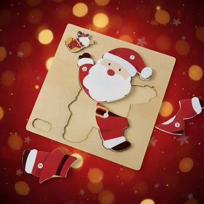 Wooden Christmas Puzzle Set Educational Holiday Jigsaw Toys for Toddlers