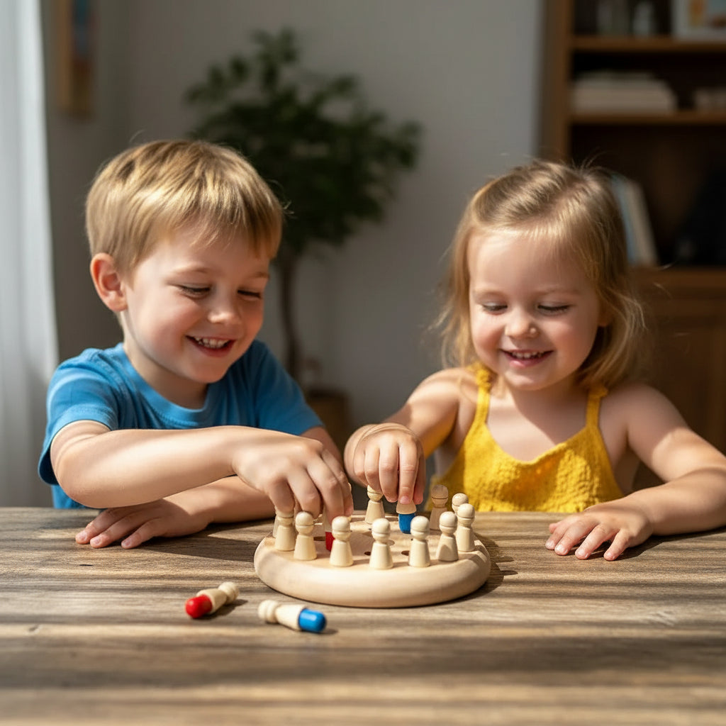 Houten geheugenspel met kleurparen voor kinderen, leerzaam familiespeelgoed