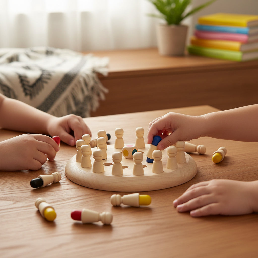 Houten geheugenspel met kleurparen voor kinderen, leerzaam familiespeelgoed