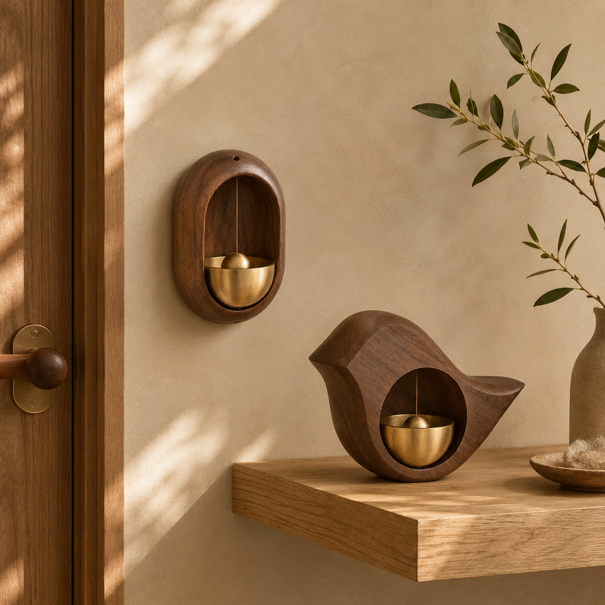Wooden Decorative Doorbell with Soft Chime and Easy Installation