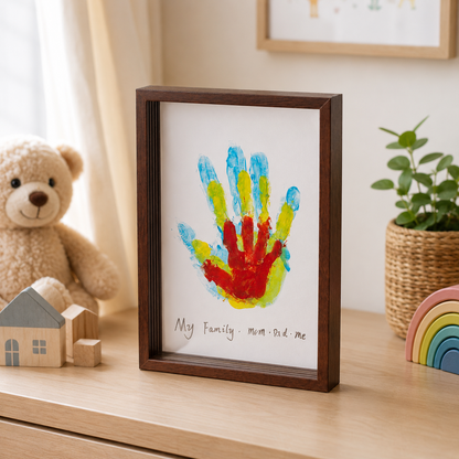 Houten fotolijst voor familiehandafdrukken, herinneringslijst en wanddisplayset