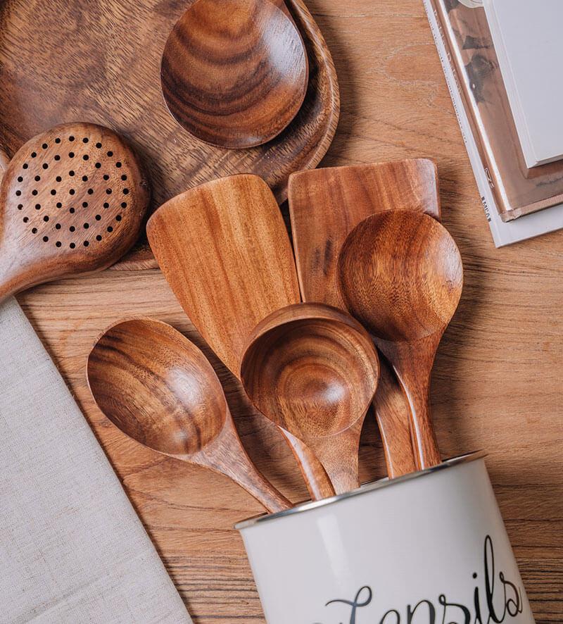 Wooden Kitchen Utensil Set Cooking Tools Spoon Spatula Set