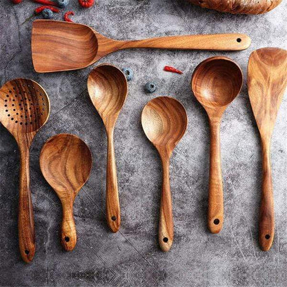 Wooden Kitchen Utensil Set Cooking Tools Spoon Spatula Set