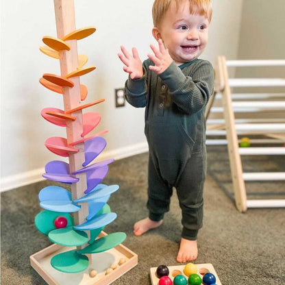 Wooden Marble Run Sound Tower Cause and Effect Learning Toy
