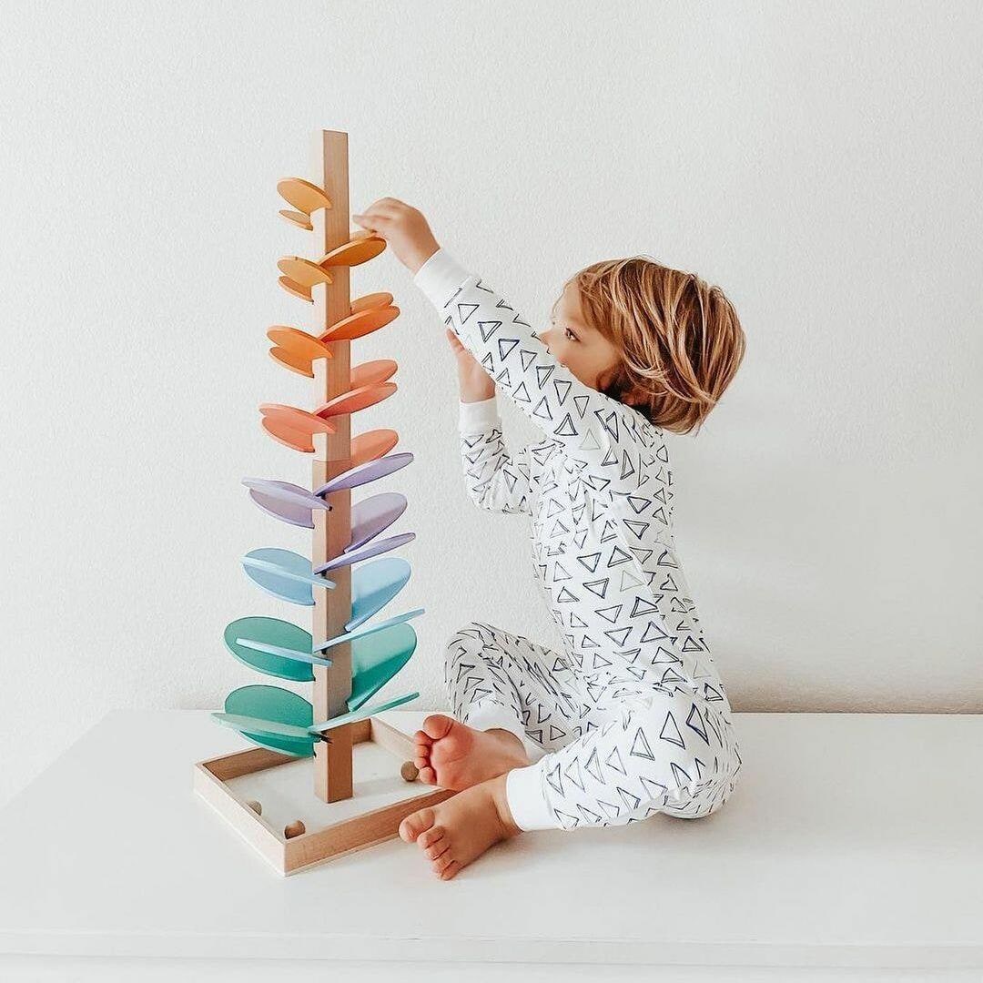 Wooden Marble Run Sound Tower Cause and Effect Learning Toy