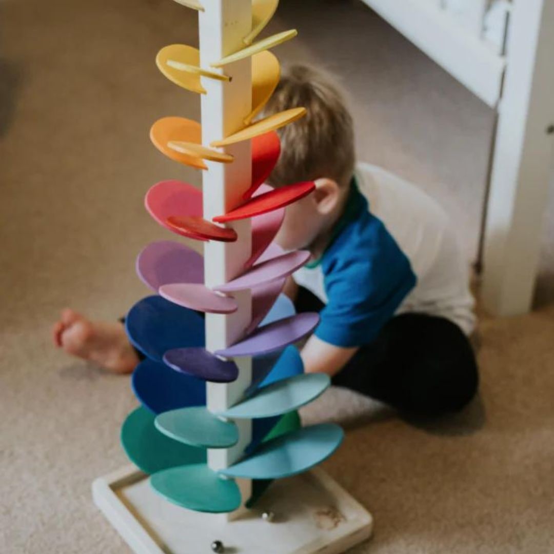 Wooden Marble Run Sound Tower Cause and Effect Learning Toy