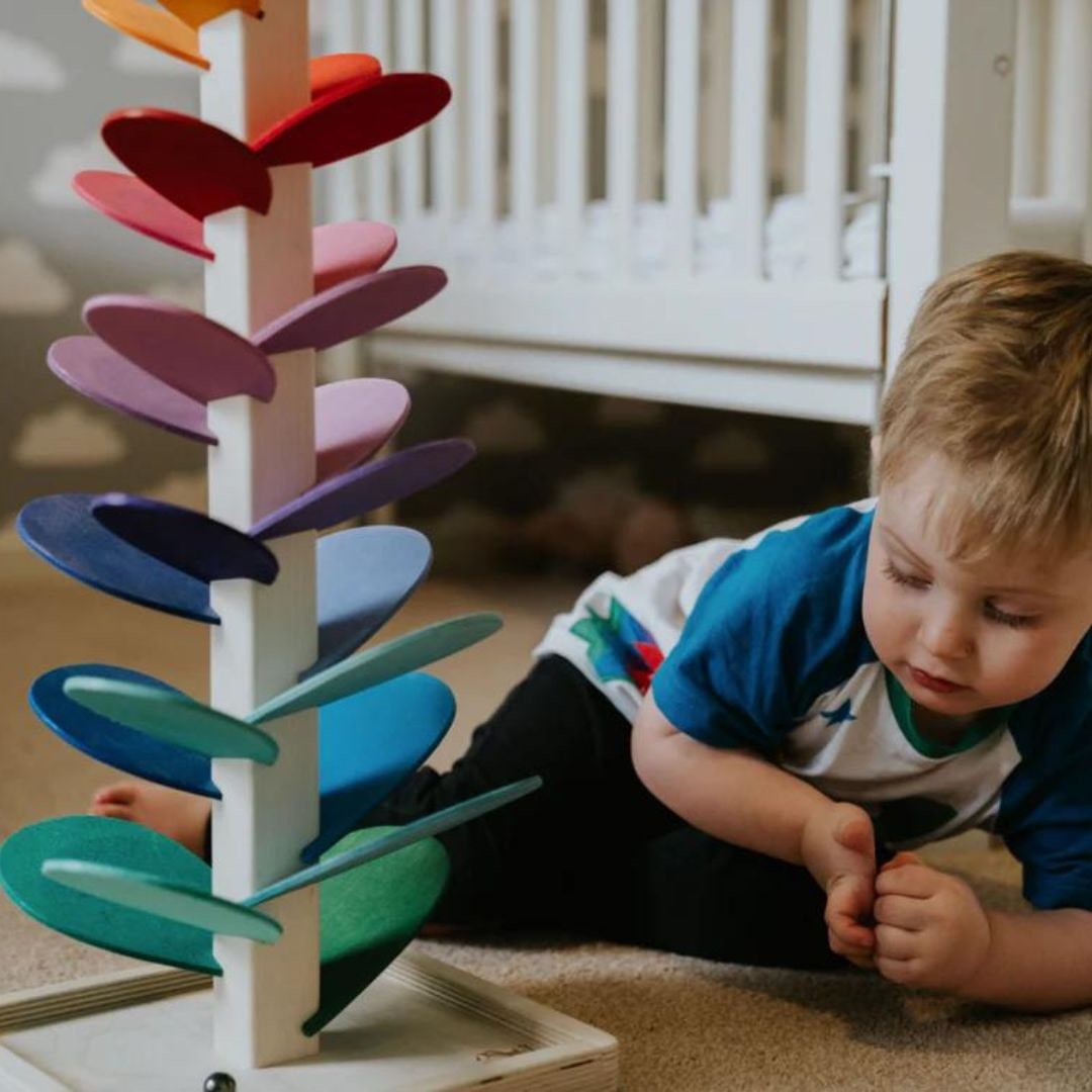Wooden Marble Run Sound Tower Cause and Effect Learning Toy