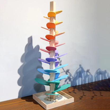 Wooden Marble Run Sound Tower Cause and Effect Learning Toy