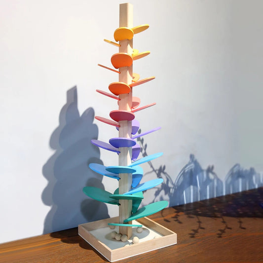 Wooden Marble Run Sound Tower Cause and Effect Learning Toy
