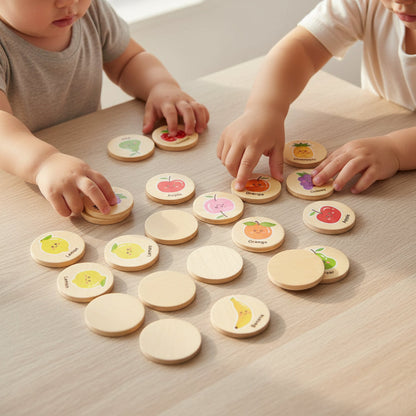 Wooden Memory Matching Game Kids Learning Activity