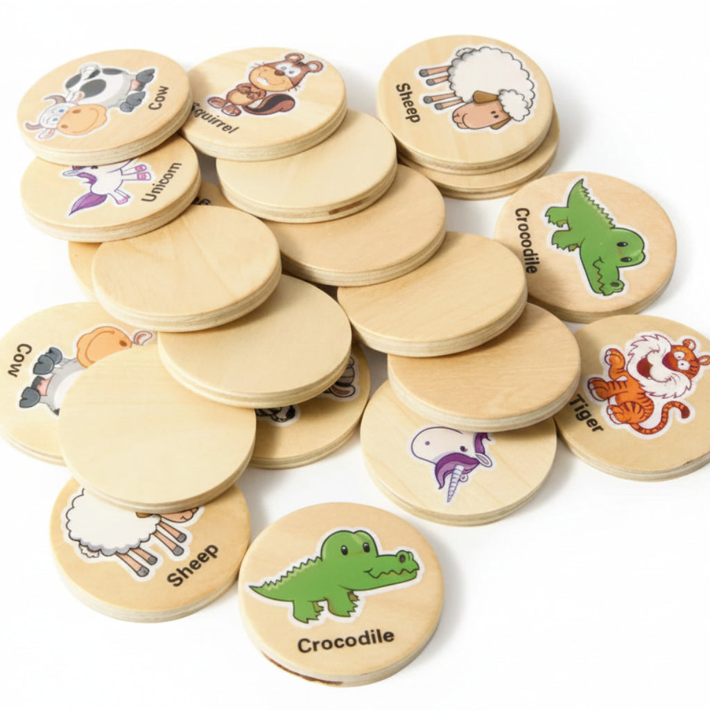 Wooden Memory Matching Game Kids Learning Activity