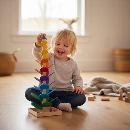 Wooden Musical Tree Toy Colorful Toddler Sensory Activity Playset