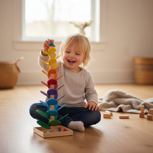 Wooden Musical Tree Toy Colorful Toddler Sensory Activity Playset