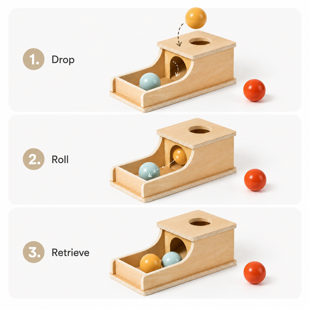 Wooden Object Permanence Box for Toddler Cause and Effect Play