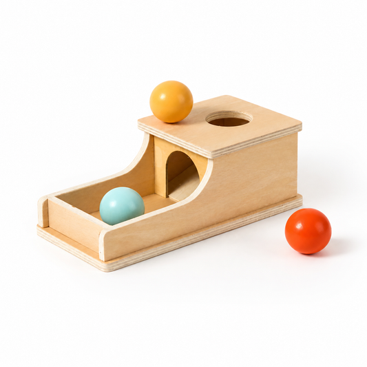 Wooden Object Permanence Box for Toddler Cause and Effect Play