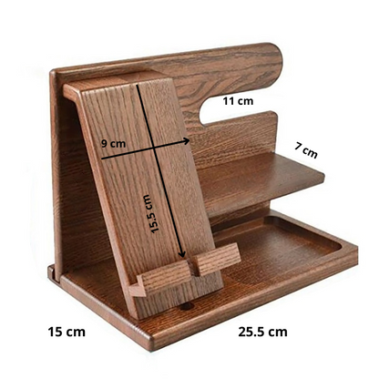 Wooden Phone Docking Station Desk Organizer Stand