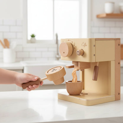 Wooden Pretend Coffee Maker Play Kitchen Set for Toddlers