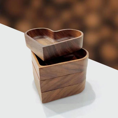 Wooden Serving Bowl Set of 4 Natural Snack Tapas Dishes
