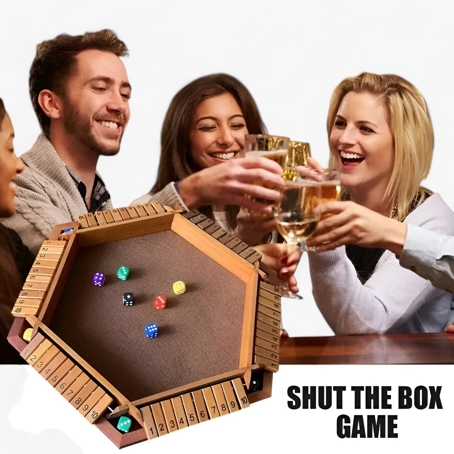 Wooden Shut The Box Dice Game Family Strategy Board Game