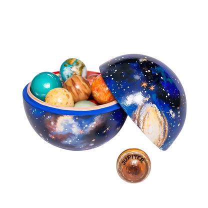 Wooden Solar System Planets Toy Set Kids Educational Space Learning Toy