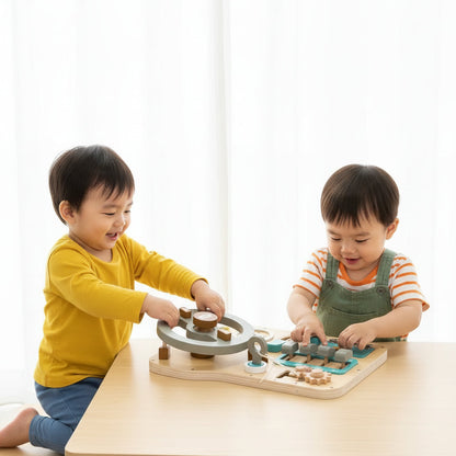 Wooden Steering Wheel Activity Toy for Toddlers Pretend Driving Play