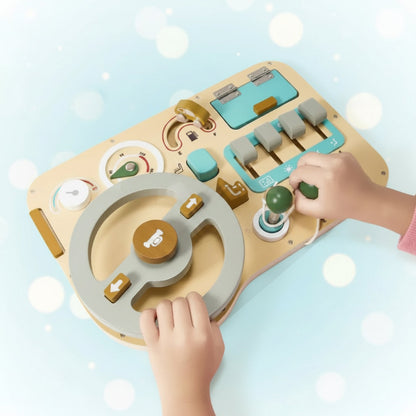 Wooden Steering Wheel Activity Toy for Toddlers Pretend Driving Play