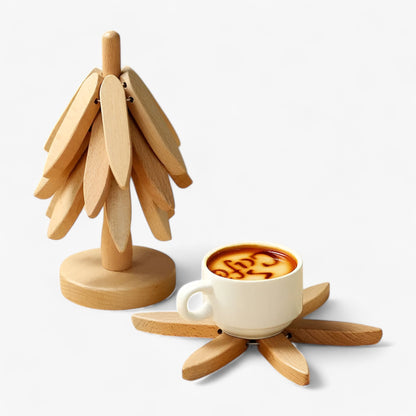 Wooden Table Coasters Walnut Heat Resistant Pot Holder Mats