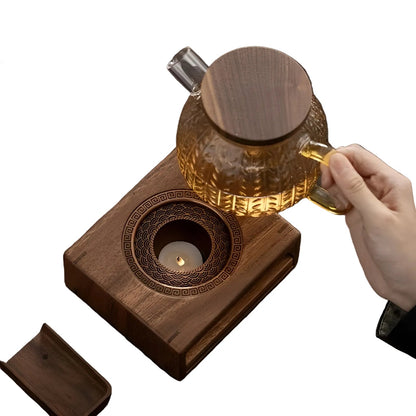 Wooden Teapot Warmer Tealight Tea Pot Heating Stand