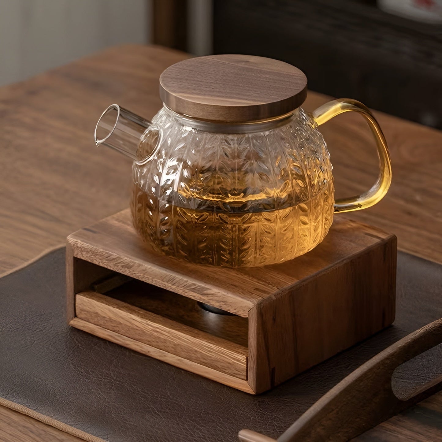 Wooden Teapot Warmer Tealight Tea Pot Heating Stand