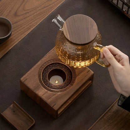 Wooden Teapot Warmer Tealight Tea Pot Heating Stand