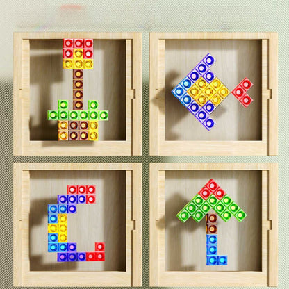 Wooden Tetris Puzzle Board Brain Training Family Game