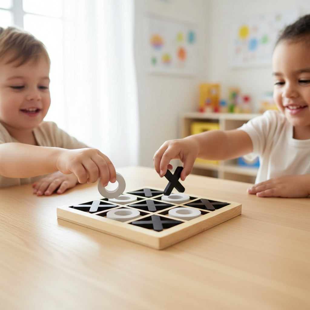 Wooden Tic Tac Toe Board Game Family Strategy Game for Kids