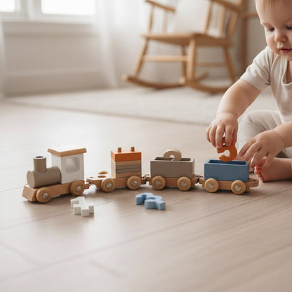 Wooden Train Track Play Set Interactive Learning Toy for Creative Play