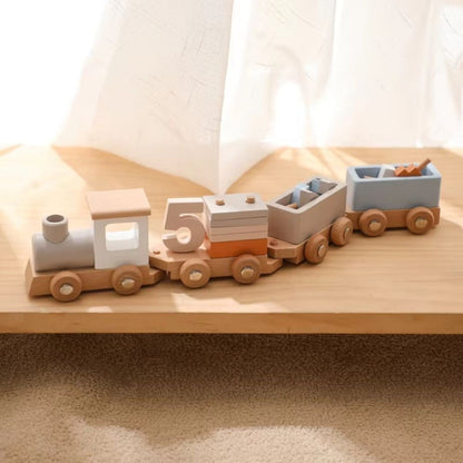 Wooden Train Track Play Set Interactive Learning Toy for Creative Play