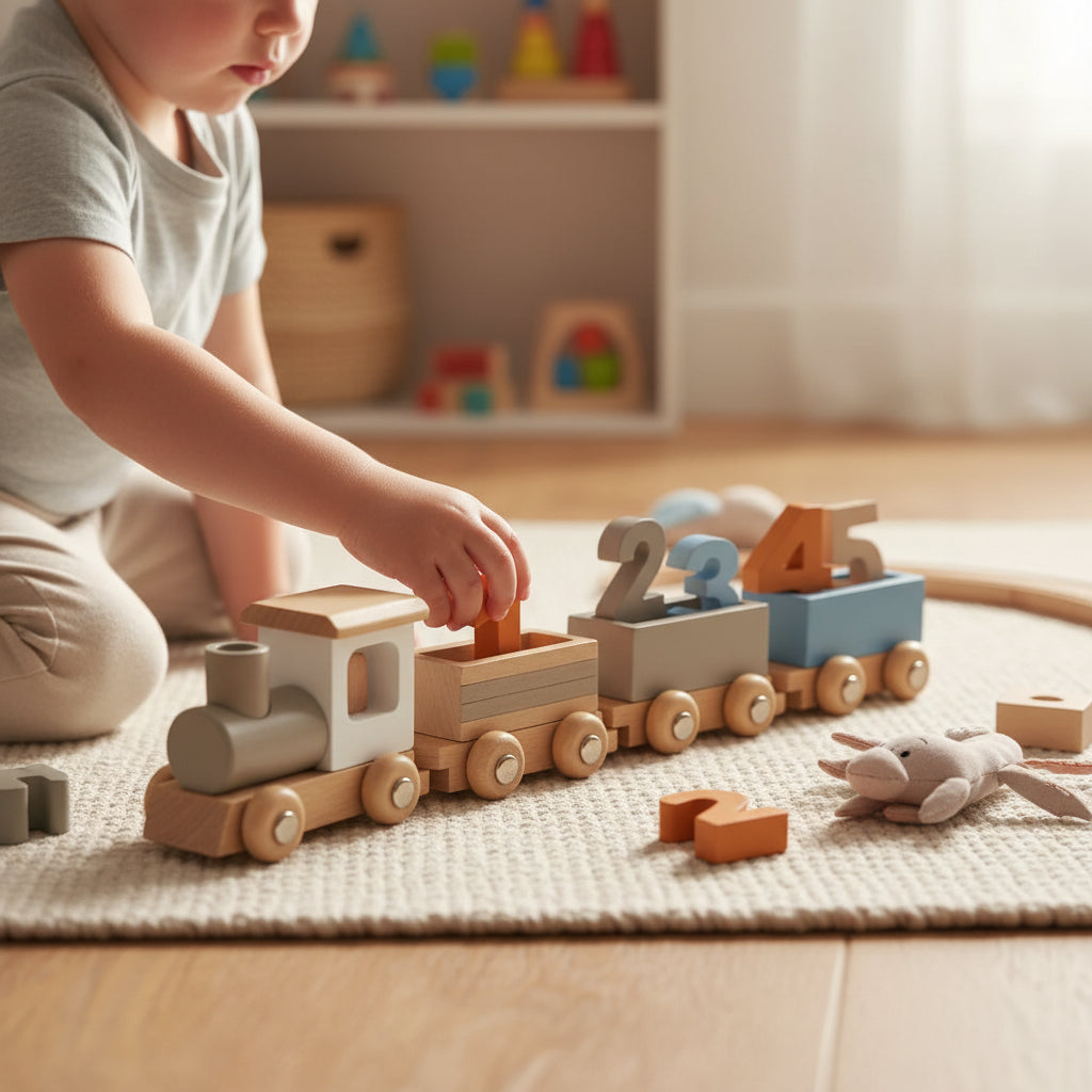 Wooden Train Track Play Set Interactive Learning Toy for Creative Play