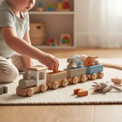 Wooden Train Track Play Set Interactive Learning Toy for Creative Play