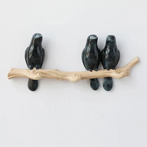 Wooden Wall Coat Rack Bird Design Decorative Hooks For Jackets Bags Hats
