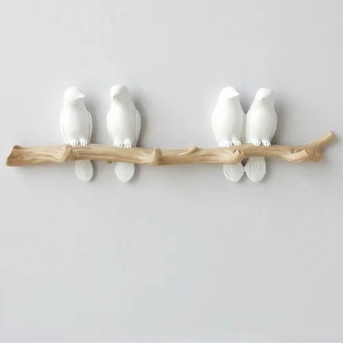 Wooden Wall Coat Rack Bird Design Decorative Hooks For Jackets Bags Hats