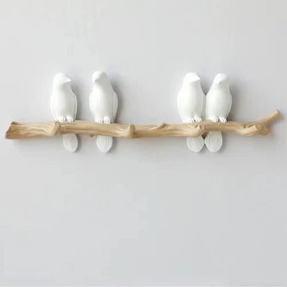 Wooden Wall Coat Rack Bird Design Decorative Hooks For Jackets Bags Hats