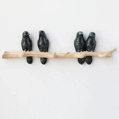 Wooden Wall Coat Rack Bird Design Decorative Hooks For Jackets Bags Hats