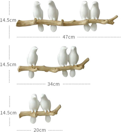 Wooden Wall Coat Rack Bird Design Decorative Hooks For Jackets Bags Hats